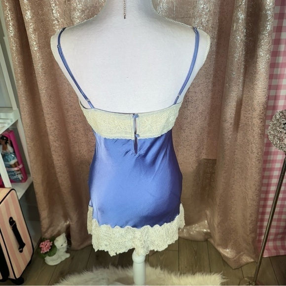 Free People Winter Pewter Blue Embroidered Satin Slip ❄️🩵 - Picture 5 of 8